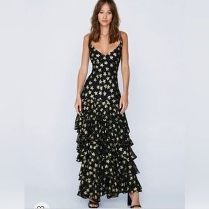 Nasty Gal Metallic Star Print Maxi Dress